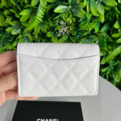 Classic Cardholder White Flap GHW - Chanel