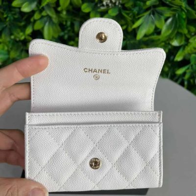 Classic Cardholder White Flap GHW - Chanel