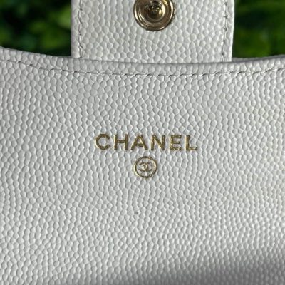 Classic Cardholder White Flap GHW - Chanel