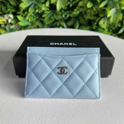 New Classic Flat Cardholder Light Blue LGHW - Chanel