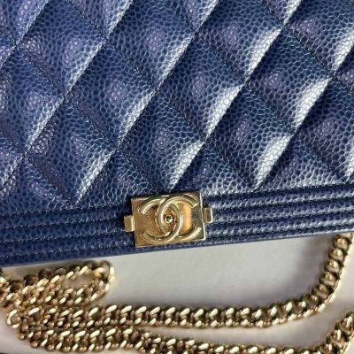 Navy Caviar Boy Wallet on Chain - Chanel