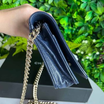 Navy Caviar Boy Wallet on Chain - Chanel