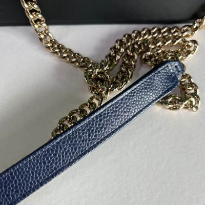 Navy Caviar Boy Wallet on Chain - Chanel