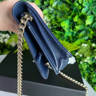 Navy Caviar Boy Wallet on Chain - Chanel